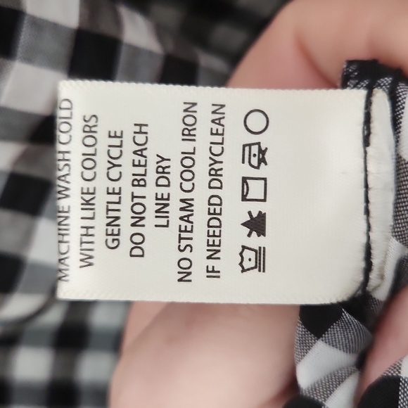 Max Studio Blouse Size L Gingham Pleated Oversized Black White Blaoon Short Slee - Picture 4 of 9